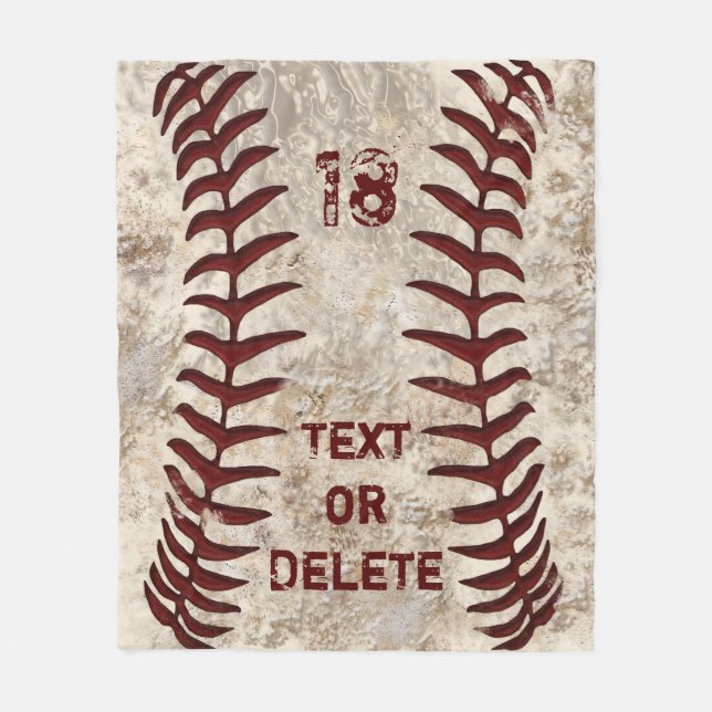 Dirty Baseball Blanket with YOUR NUMBER and NAME (Front)