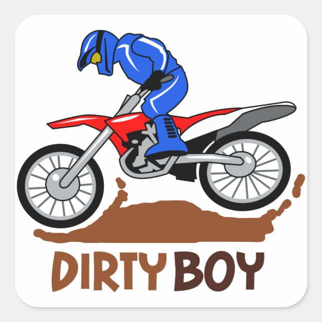 Dirty Boy Motocross Square Sticker (Front)
