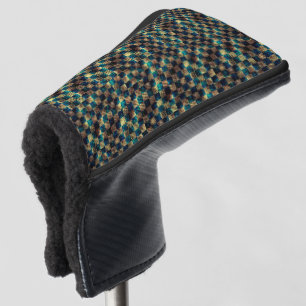 Dirty chess and scratched effect, blue and yellow golf head cover