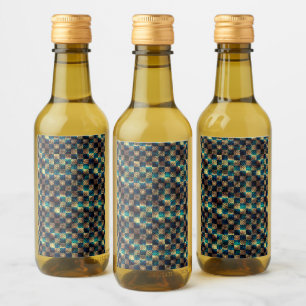Dirty chess and scratched effect, yellow and blue wine label
