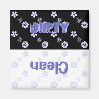 Dirty Clean Blue Floral Dishwasher Magnet