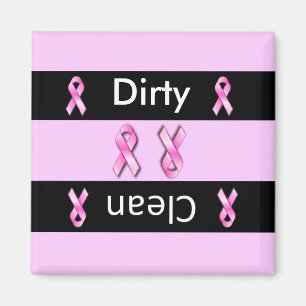 Dirty clean breast cancer dishwasher magnet