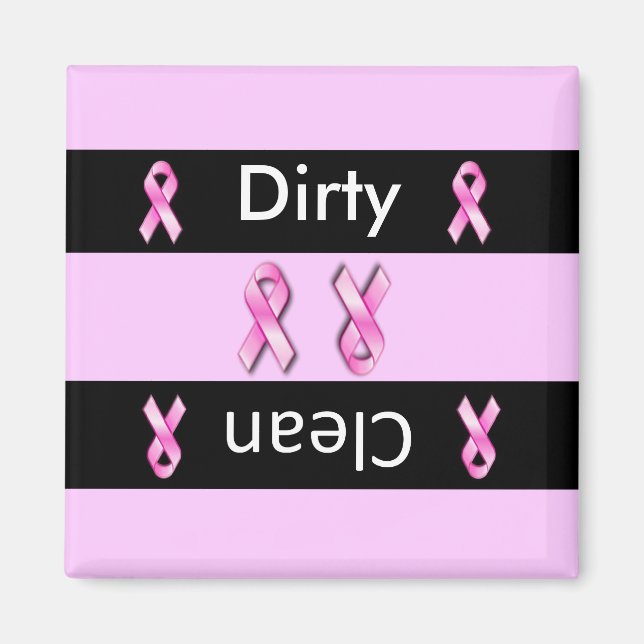 Dirty clean breast cancer dishwasher magnet (Front)