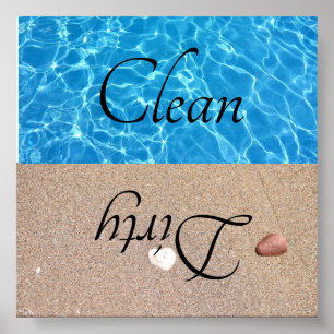 Dirty Clean Dishwasher Beach Water Poster