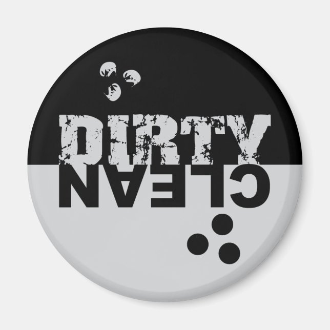 Dirty/Clean Dishwasher Magnet Black and Silver (Front)