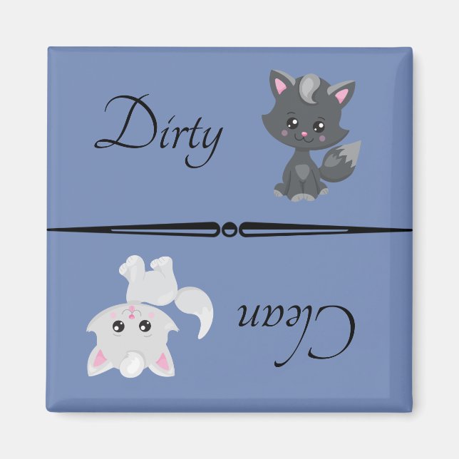 Dirty Clean Dishwasher Magnet Cat Kitten Pet (Front)