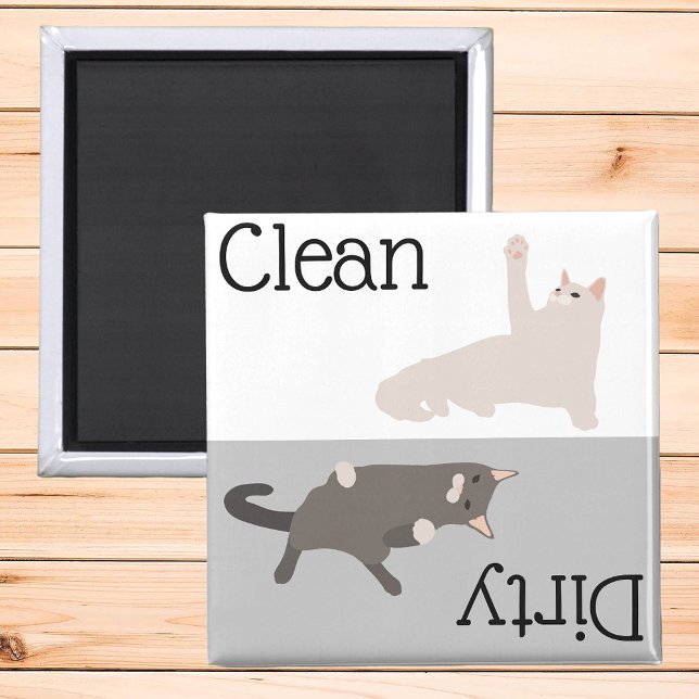 Dirty Clean Dishwasher Magnet Cute Cat Lover (Creator Uploaded)