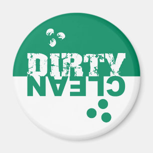 Dirty/Clean Dishwasher Magnet Green and White