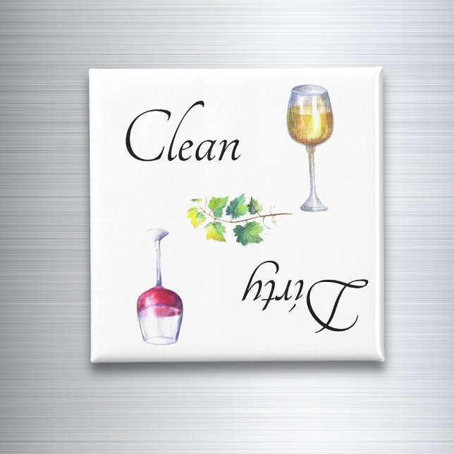 Dirty Clean Dishwasher Magnet Wine Red White (Creator Uploaded)