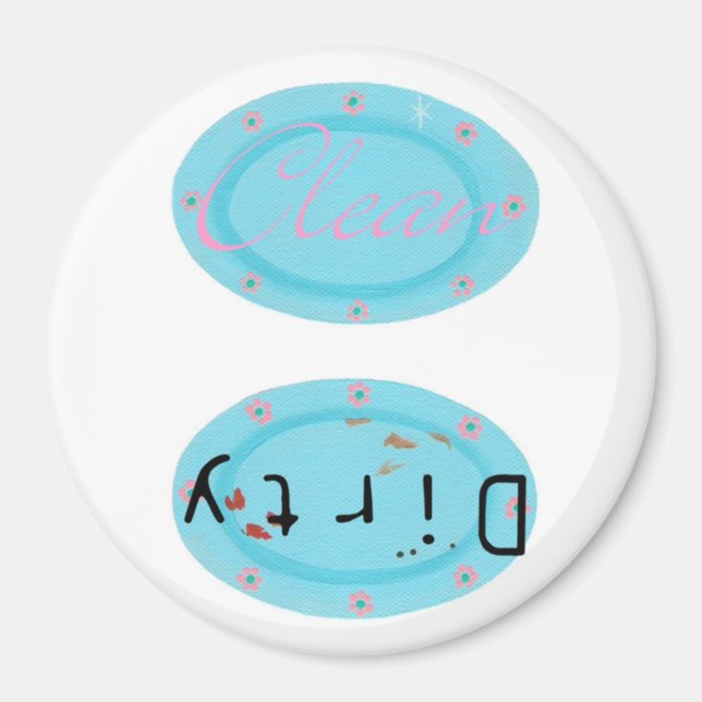 Dirty Clean Dishwasher magnets - blue platters (Front)