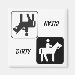 "DIRTY / CLEAN" Horse and Rider Dishwasher Magnet