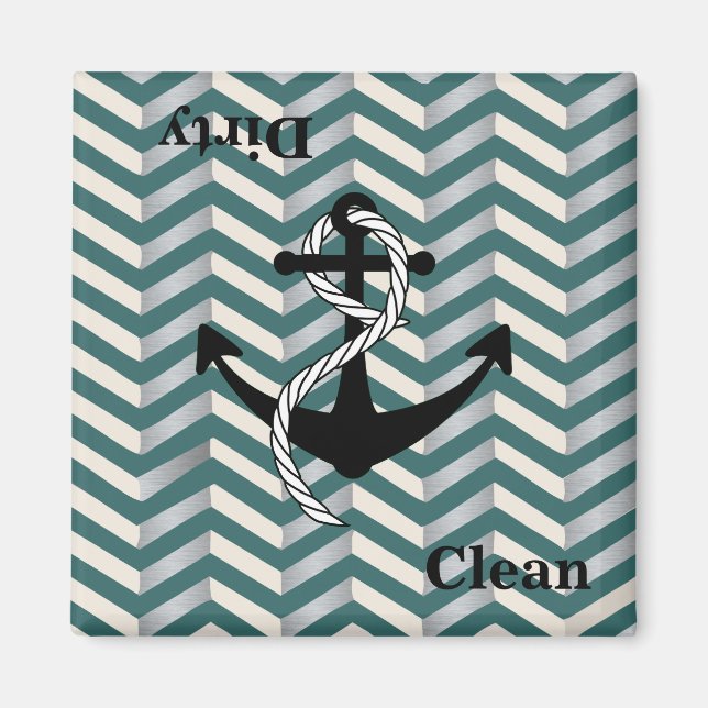 Dirty Clean Nautical Chevron Dishwasher Magnet (Front)