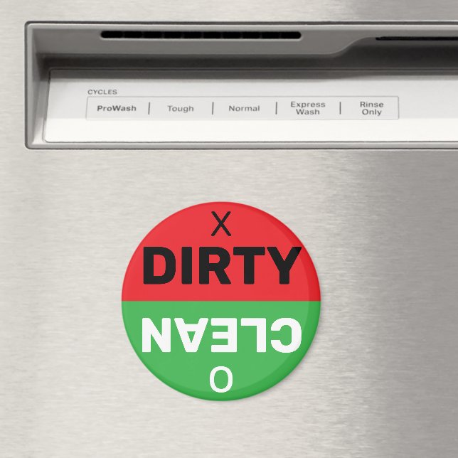 Dirty Clean Red Green Dishwasher Indicator Circle Magnet (In Situ (Dishwasher))