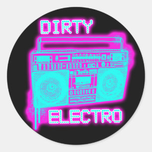 DIRTY ELECTRO dance club DJ girls an guys neon Classic Round Sticker