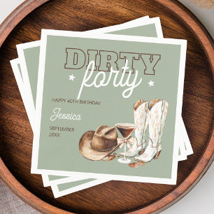 Dirty Forty Rodeo Sage Green 40th Birthday Party Napkin