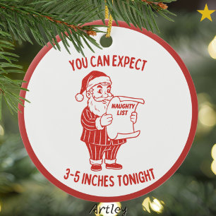 Dirty Joke Retro Style Naughty Santa Christmas  Ceramic Tree Decoration