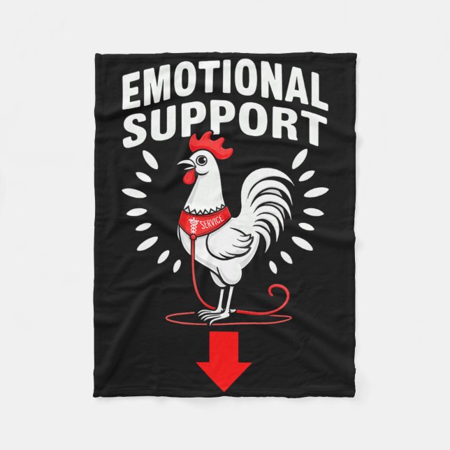 Dirty Joke Rooster Chicken Emotional Support  Fleece Blanket (Front)