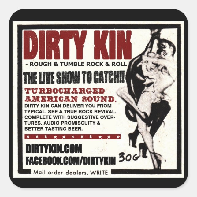 Dirty Kin Retro Square Sticker (Front)