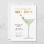 Dirty Martini 30th Birthday Party, Dirty Thirty Invitation<br><div class="desc">This birthday invitation features a watercolor painting of a martini glass. Customise with your information and change any wording to suit your event.</div>