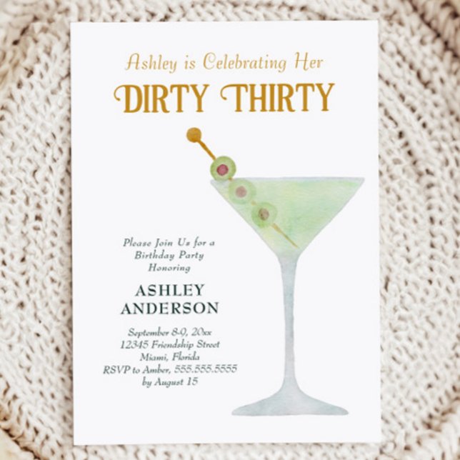 Dirty Martini 30th Birthday Party, Dirty Thirty Invitation (Creator Uploaded)