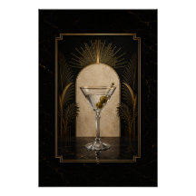 Dirty Martini Art Deco Poster | Printable Home Bar
