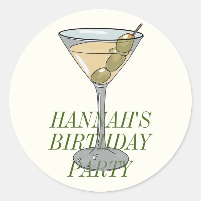 Dirty Martini Birthday  Classic Round Sticker (Front)