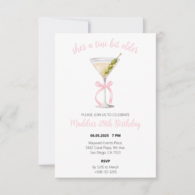 Dirty Martini Birthday Invitation (Front)