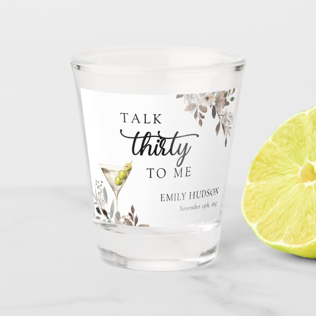 Dirty Martini Cocktail Bridal Shower Shot Glass (Front)