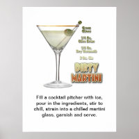 Dirty Martini Cocktail Recipe Art 18"x24"