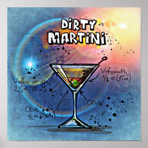 Dirty Martini Cocktail Recipe Poster