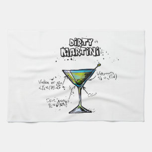 Dirty Martini Cocktail Recipe Tea Towel