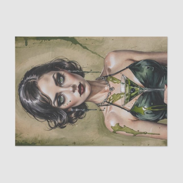 Dirty Martini Doll Cocktail Cutie Decoupage  Tissue Paper (Front)