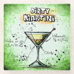 Dirty Martini Drink Recipe Glass Coaster