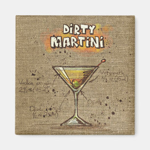 Dirty Martini Recipe Bar Burlap Magnet