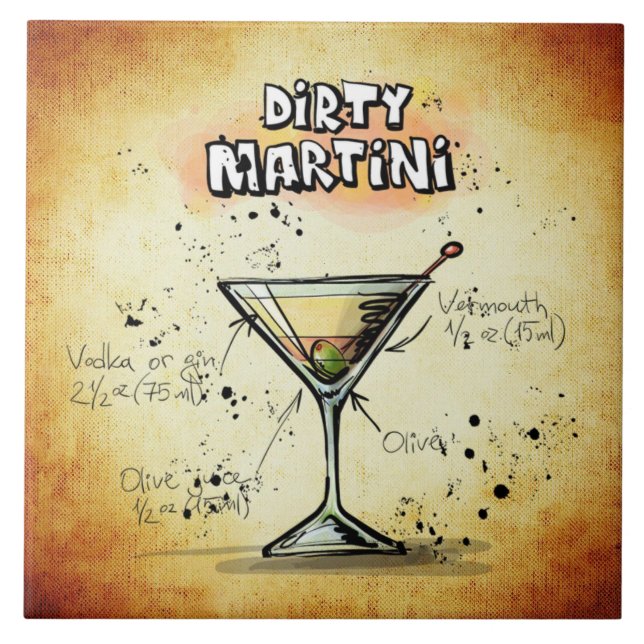 Dirty Martini Recipe Bar Gold Tile (Front)