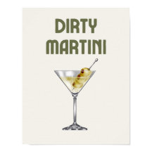 Dirty Martini Retro Sage Green Cocktail Poster