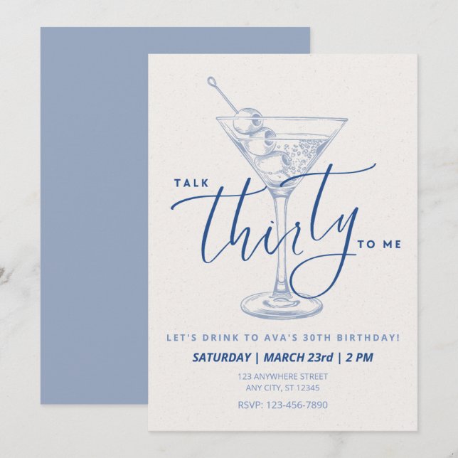 Dirty Martini "Talk Thirty to Me" Adult Birthday Invitation (Front/Back)