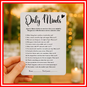 Dirty Minds Bridal Shower Game Humor Funny Adult  Invitation