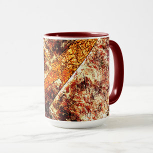 Dirty or rusty disorganised layers on brown marble mug