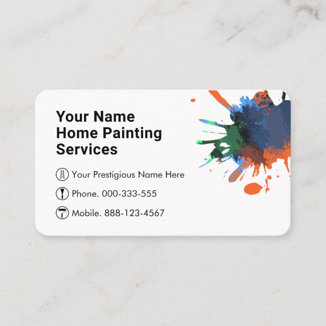 Dirty Paint Splatter Home Painting Painter Business Card (Front)
