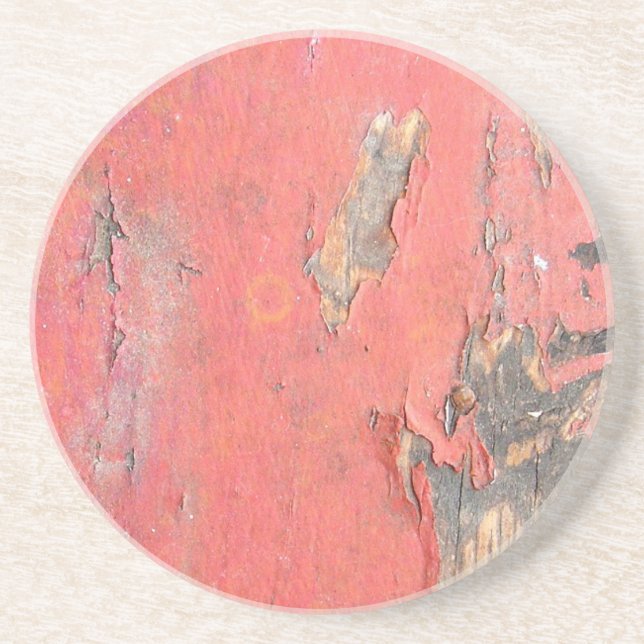Dirty Peeling Red Paint on Barn Wood Coaster (Front)