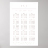 Dirty Pink Taupe Calligraphy Wedding Seating Char