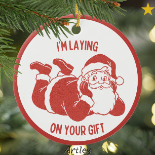 Dirty Retro Style Naughty Santa Christmas  Ceramic Tree Decoration