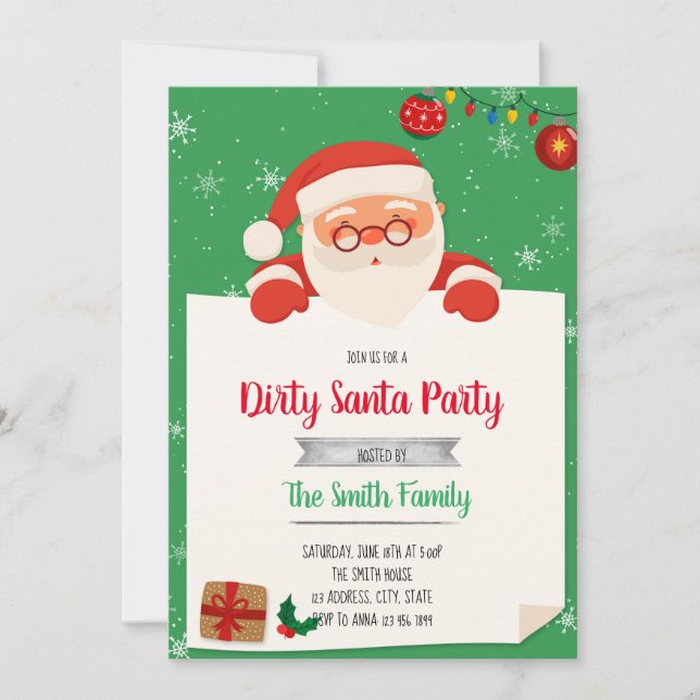Dirty Santa Exchange party invitation (Front)