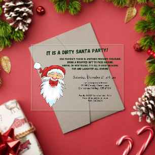 Dirty Santa Gift Exchange with Laughing Santa Acrylic Invitations