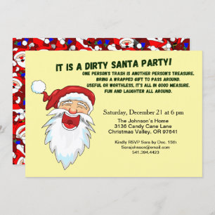 Dirty Santa Gift Exchange with Santa Pattern Invitation