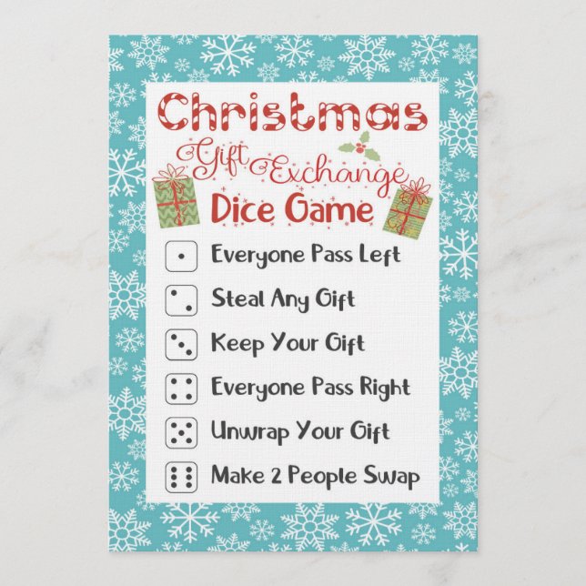 Dirty Santa Holiday Party Game Card Christmas  (Front)