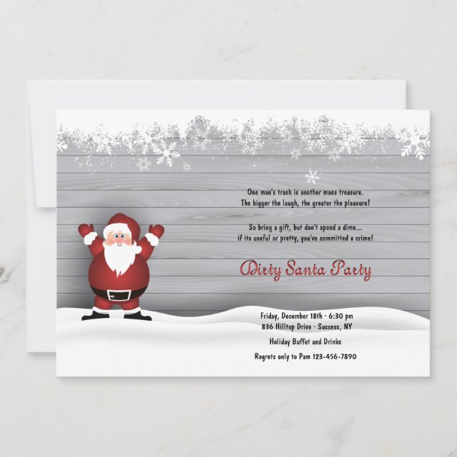 Dirty Santa Secret Santa Party Invitation (Front)