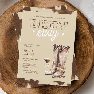 Dirty Sixty Western Rustic 60th Birthday Party Invitation
