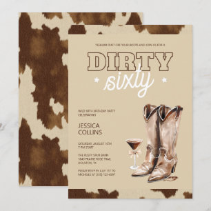 Dirty Sixty Western Rustic 60th Birthday Party Invitation